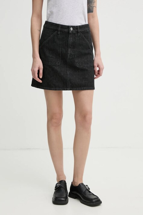Filippa K fusta jeans culoarea negru, mini, evazati, 31226