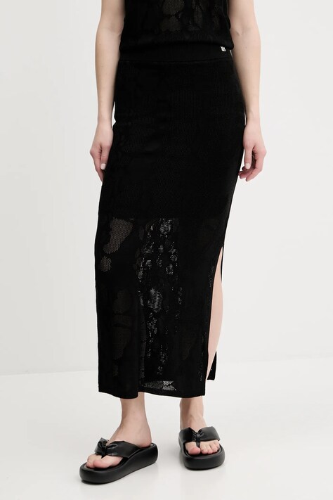 HUGO fustă culoarea negru, maxi, drept, 50538225