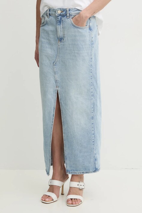 Liu Jo fusta din bumbac denim maxi, drept, UA5188 D4854