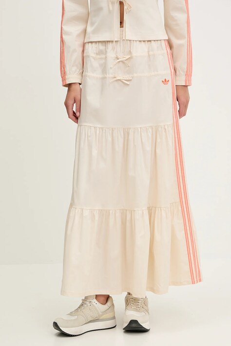 adidas Originals spódnica Skirt kolor beżowy maxi rozkloszowana KC0768