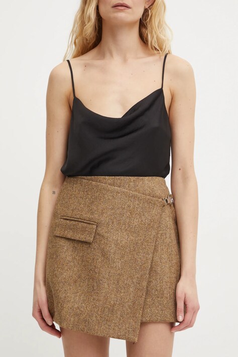 BA&SH spódnica wełniana CARA kolor brązowy mini ołówkowa 1E25CARA