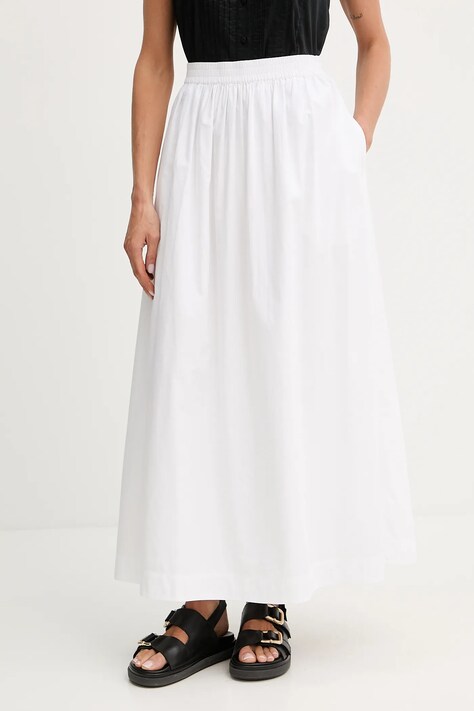 BOSS Orange fustă din bumbac culoarea alb, maxi, evazați, 50543982