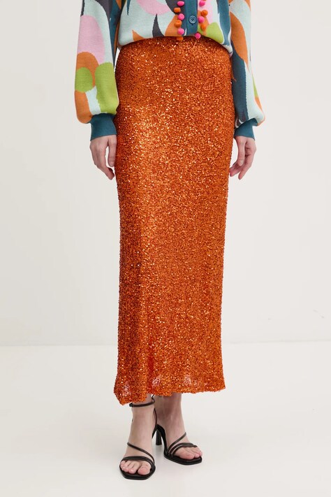Юбка Never Fully Dressed Rust Sequin Dorris цвет оранжевый maxi прямая NFDSK634