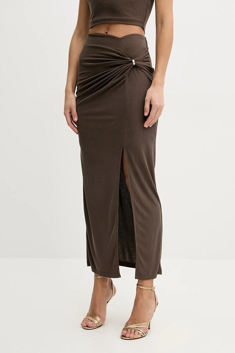 Guess fusta AIMEE culoarea maro, maxi, creion, W5GD0E KAQL2