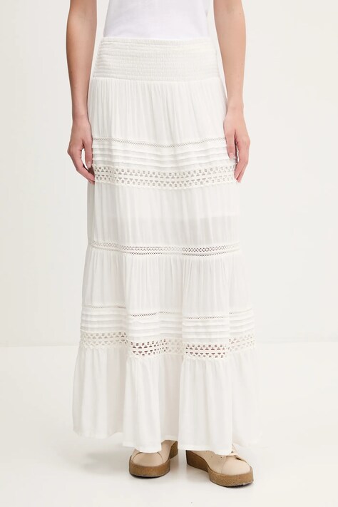 Superdry spódnica kolor beżowy maxi rozkloszowana W7210351A-71D