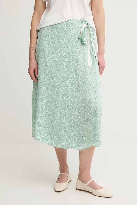 Tommy Hilfiger fustă culoarea verde, midi, drept, WW0WW45112