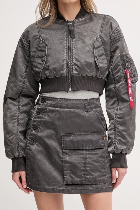 Alpha Industries fustă Vintage Mini Skirt culoarea gri, mini, drept, 156052