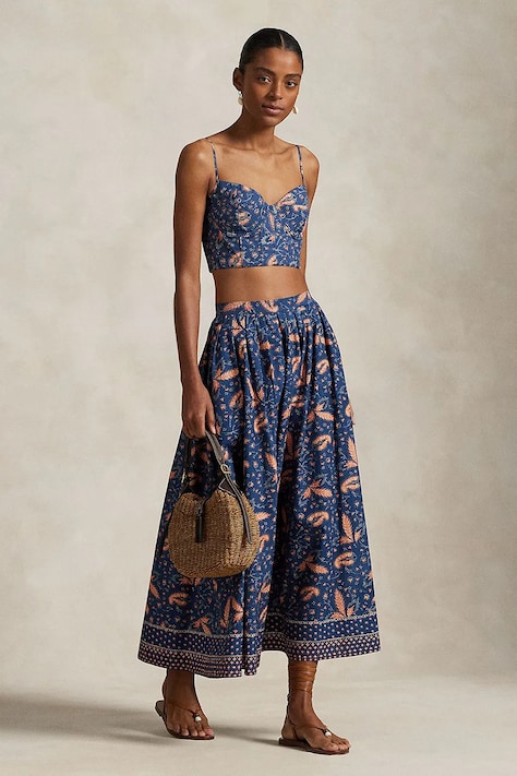 Βαμβακερή φούστα Polo Ralph Lauren χρώμα: ναυτικό μπλε, 211967635