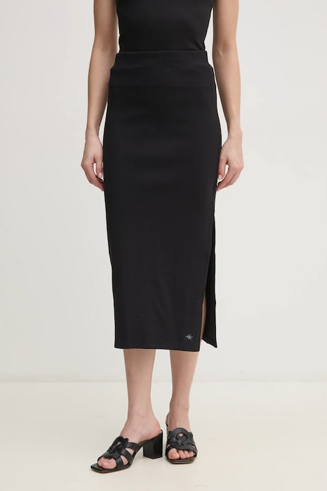 Calvin Klein Jeans fusta culoarea negru, midi, creion, J20J225331