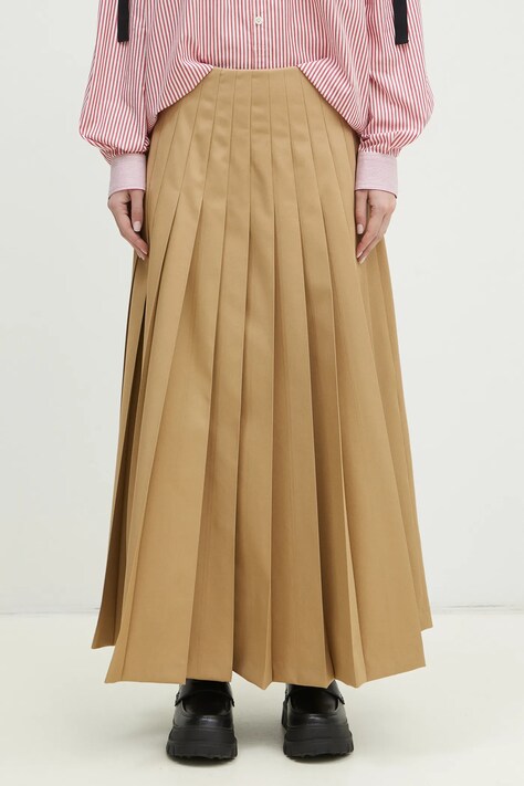 Pamučna suknja Undercover Skirt boja: bež, maxi, širi se prema dolje, UP1E1603
