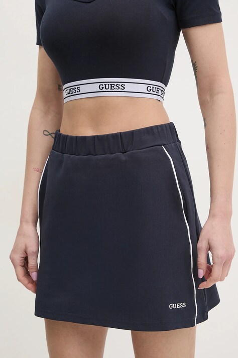 Guess fustă NIGELLA culoarea bleumarin, mini, drept, V5GD02 KCS01