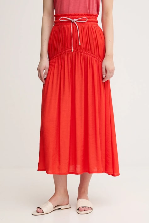 Sukně La Petite Française JOSETTE oranžová barva, midi, áčková, JOSETTE