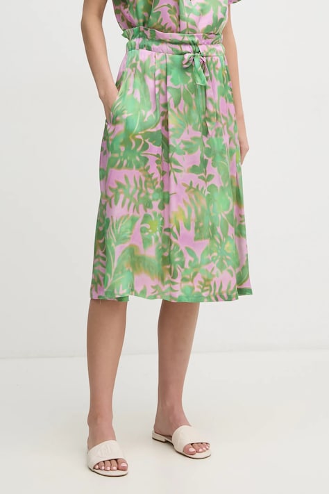 La Petite Française fusta JUDITH culoarea verde, midi, evazati, JUDITH