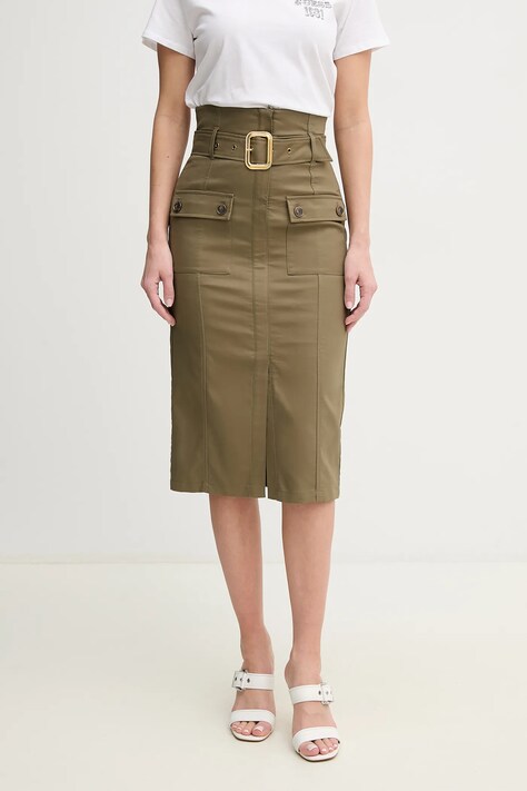 Bavlněná sukně Marciano Guess CINDY zelená barva, midi, pouzdrová, 5GGD02 7293A