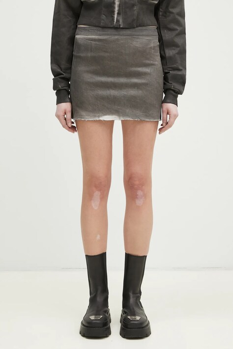 Bavlněná sukně Rick Owens Mini šedá barva, mini, DS01E3342.SCF