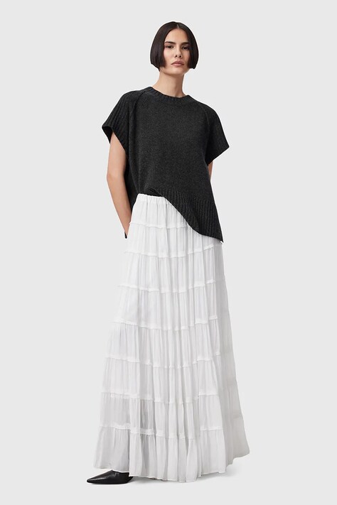 Пола AllSaints EVA в бяло дълга разкроена W061RC