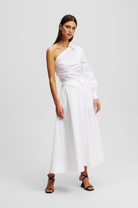 Karl Lagerfeld fustă din bumbac culoarea alb, maxi, evazati, A2W12005
