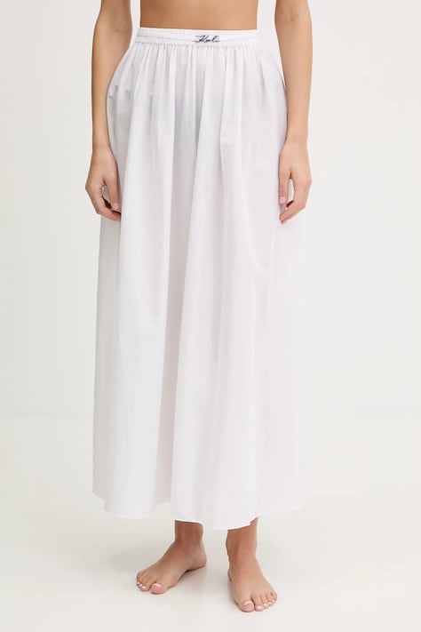 Хлопковая юбка Karl Lagerfeld цвет белый maxi расклешённая A2W46043