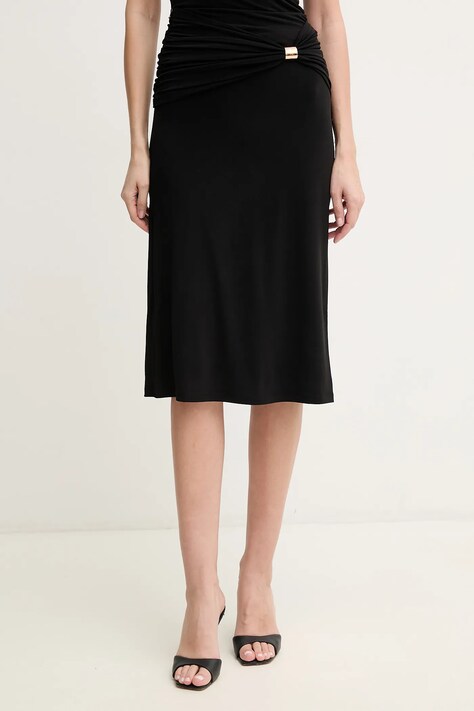 Herve Leger fustă Valentina culoarea negru, midi, evazati, RMJ3518812