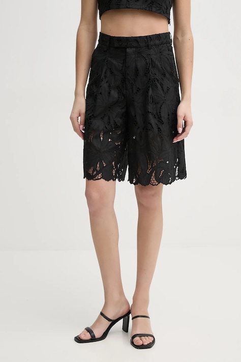 ISABELLE BLANCHE rövidnadrág női, fekete, sima, magas derekú, IS25SS-P101-T020