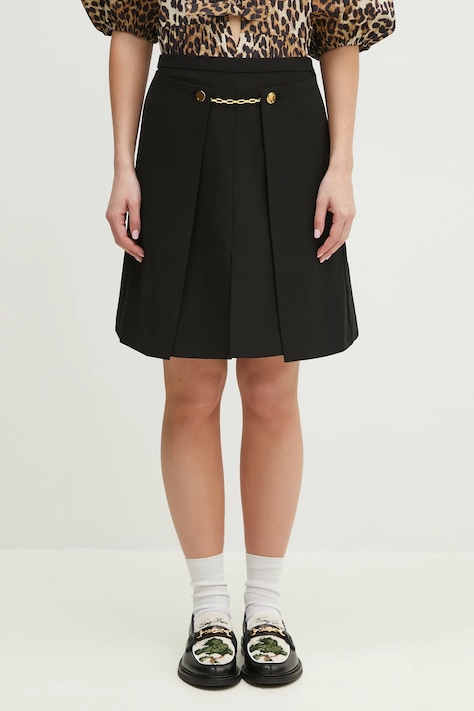 Sukňa GANNI Light Twill Suiting čierna farba, mini, áčkový strih, W0184