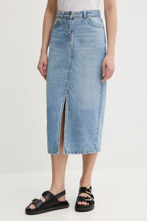 Morgan fustă jeans JROMA midi, drept, JROMA