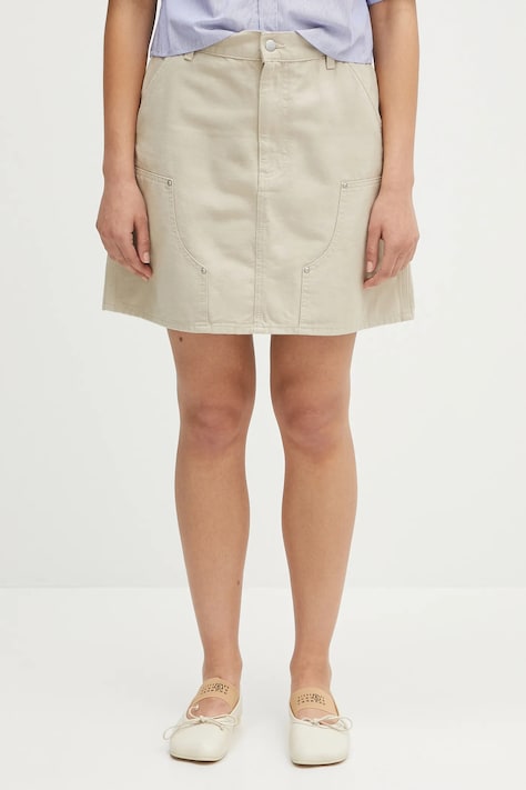 Памучна пола Carhartt WIP Maeve Double Knee Skirt в бежово къса със стандартна кройка I034836