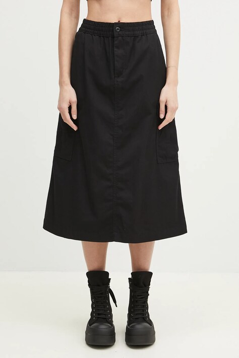 Хлопковая юбка Carhartt WIP Jet Cargo Skirt цвет чёрный midi расклешённая I033148