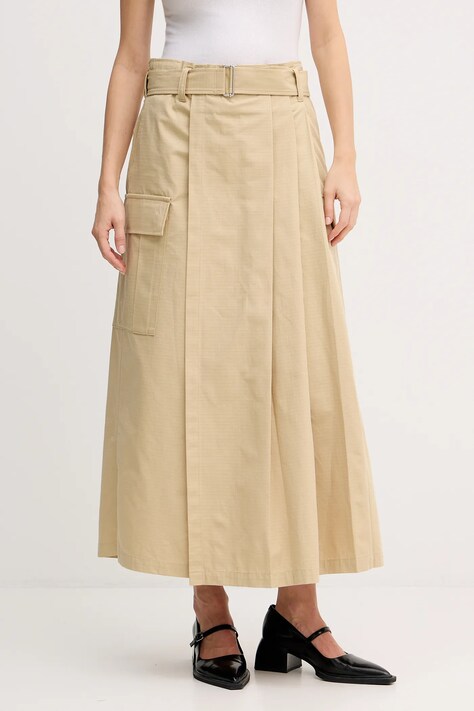 Kenzo fustă din bumbac culoarea bej, maxi, drept, FF52JU3039DL.11