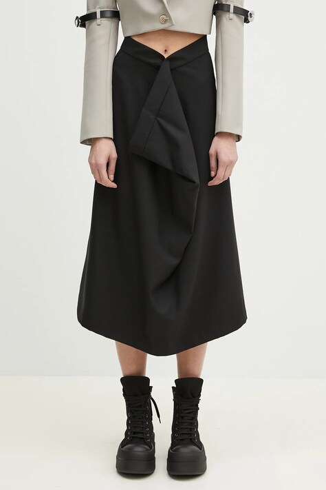 Шерстяная юбка Kenzo цвет чёрный midi расклешённая FF52JU3149RA.99