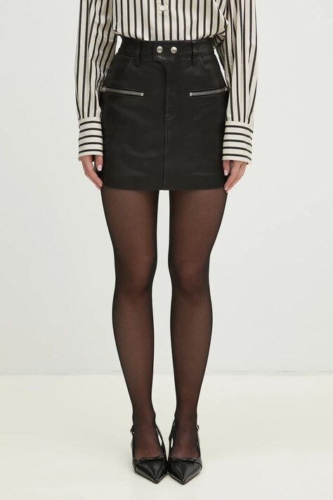 Юбка Anine Bing Steel Skirt цвет чёрный mini прямая A.04.10752