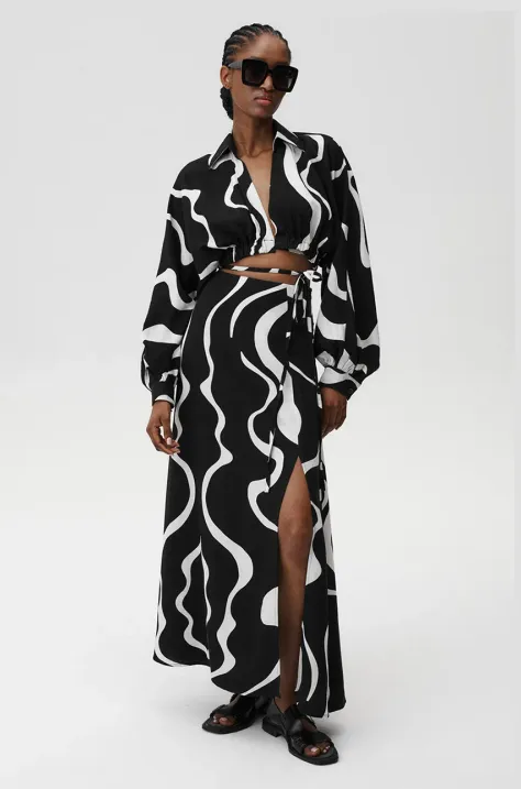 Undress Code spódnica z domieszką lnu Athena Skirt kolor multicolor maxi prosta 904