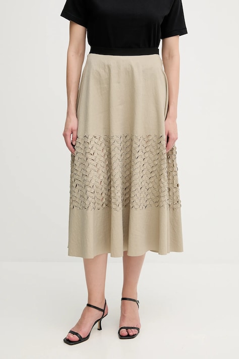 Sandro Ferrone spódnica kolor beżowy midi rozkloszowana S18XBERAKO