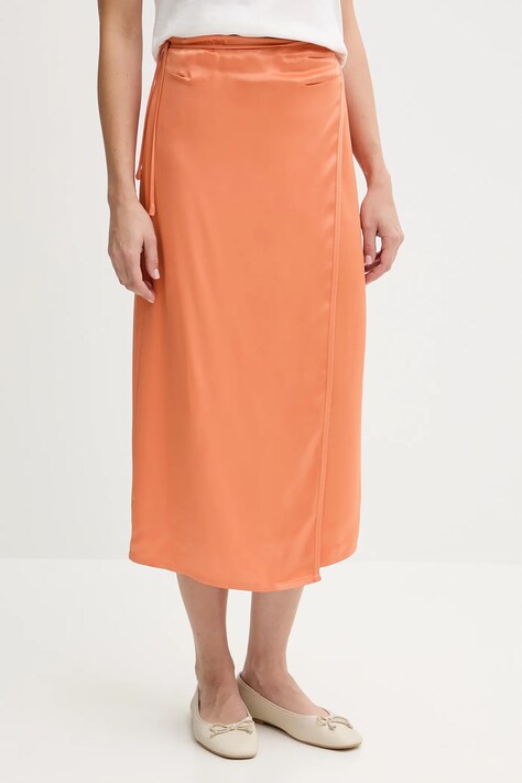 Спідниця Sisley колір помаранчевий midi пряма 42BZL002R