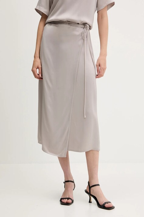 Sukně Sisley béžová barva, midi, 42BZL002R