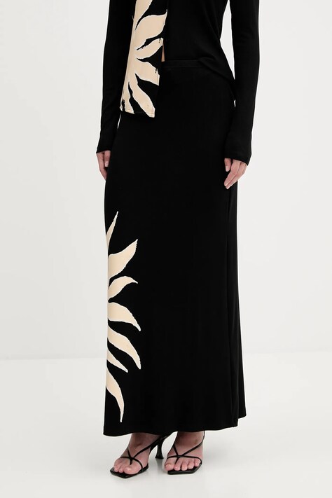 Never Fully Dressed fustă culoarea negru, maxi, drept, NFDSK690