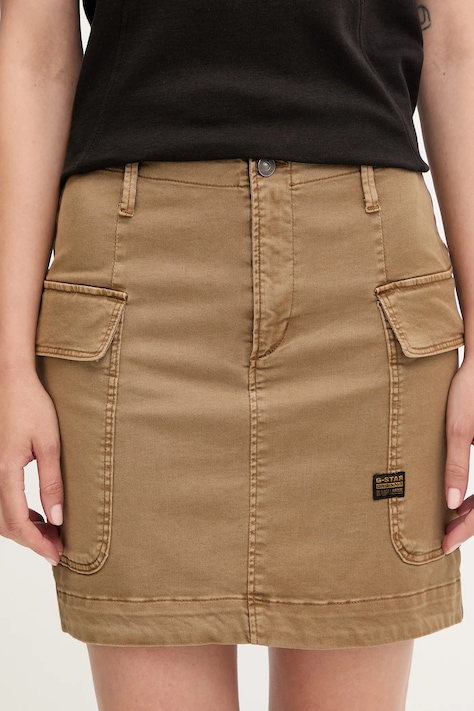 G-Star spódnica jeansowa kolor brązowy mini rozkloszowana D25235-C106