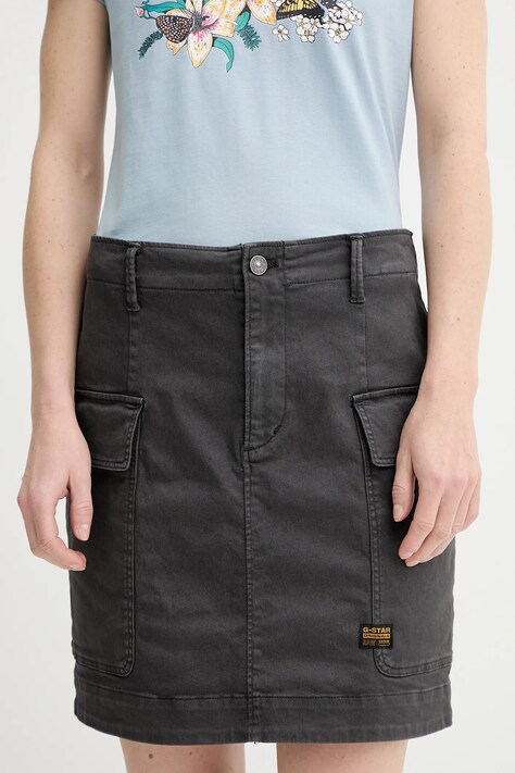 G-Star fustă jeans culoarea gri, mini, drept, D25235-C106