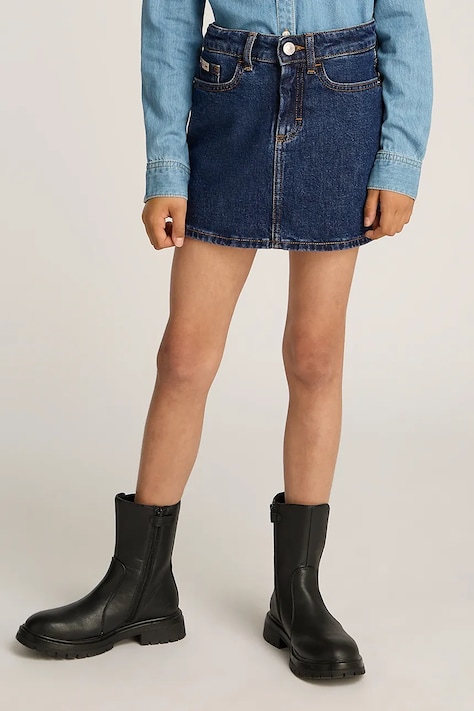 Детская джинсовая юбка Calvin Klein Jeans цвет синий mini прямая IG0IG02717