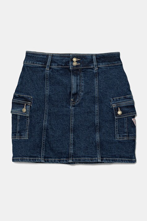 Guess fustă denim pentru copii culoarea bleumarin, mini, drept, J5GD07 D5NK0