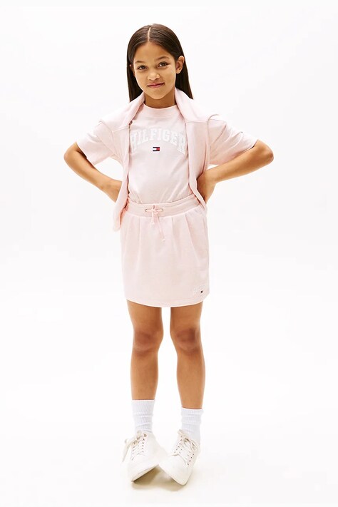 Dětská sukně Tommy Hilfiger růžová barva, mini, KG0KG08562