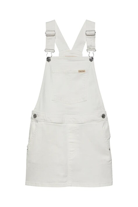 Calvin Klein Jeans fusta denim pentru copii culoarea alb, mini, drept, IG0IG02904