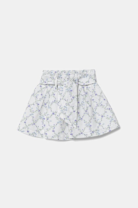 United Colors of Benetton fustă din bumbac pentru copii culoarea alb, mini, evazati, 40VFG0013