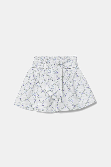 United Colors of Benetton fustă din bumbac pentru copii culoarea alb, mini, evazati, 40VFG0013