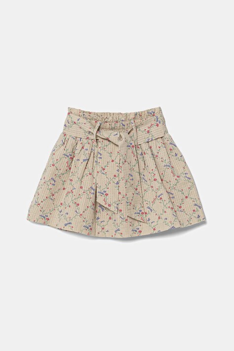 Dětská bavlněná sukně United Colors of Benetton béžová barva, mini, áčková, 40VFG0013