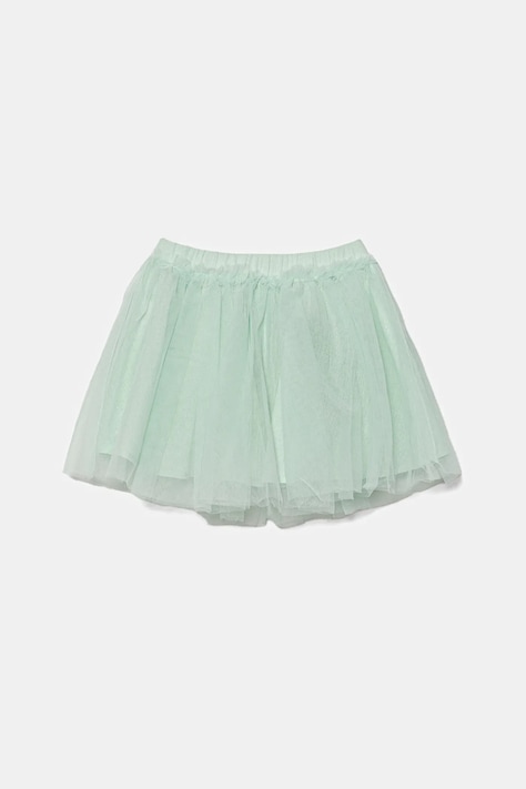 Dievčenská sukňa United Colors of Benetton zelená farba, mini, áčkový strih, 4XTGG0011