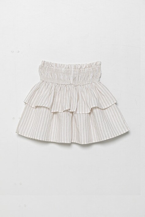 Dětská lněná sukně United Colors of Benetton béžová barva, mini, áčková, 4Q1NC0023