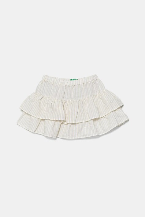 United Colors of Benetton fustă de in pentru copii culoarea bej, mini, evazati, 4Q1NG0010