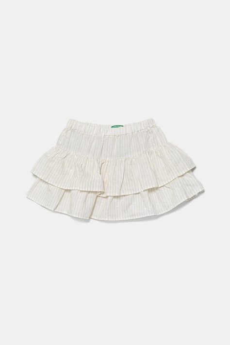 United Colors of Benetton fustă de in pentru copii culoarea bej, mini, evazati, 4Q1NG0010