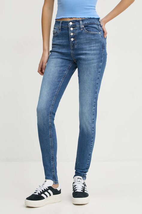 Džíny Tommy Jeans dámské, modrá barva, DW0DW19546